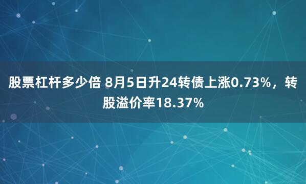 股票杠杆多少倍 8月5日升24转债上涨0.73%，转股溢价率18.37%