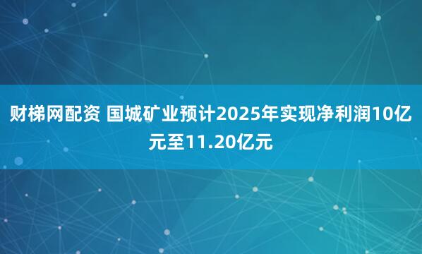 财梯网配资 国城矿业预计2025年实现净利润10亿元至11.20亿元